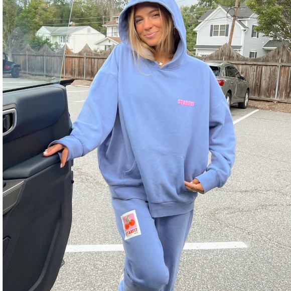 NWT Starfit Blue Cherry Bomb Hoodie with Cherry Graphic Size Large Matching Set! - Picture 3 of 10